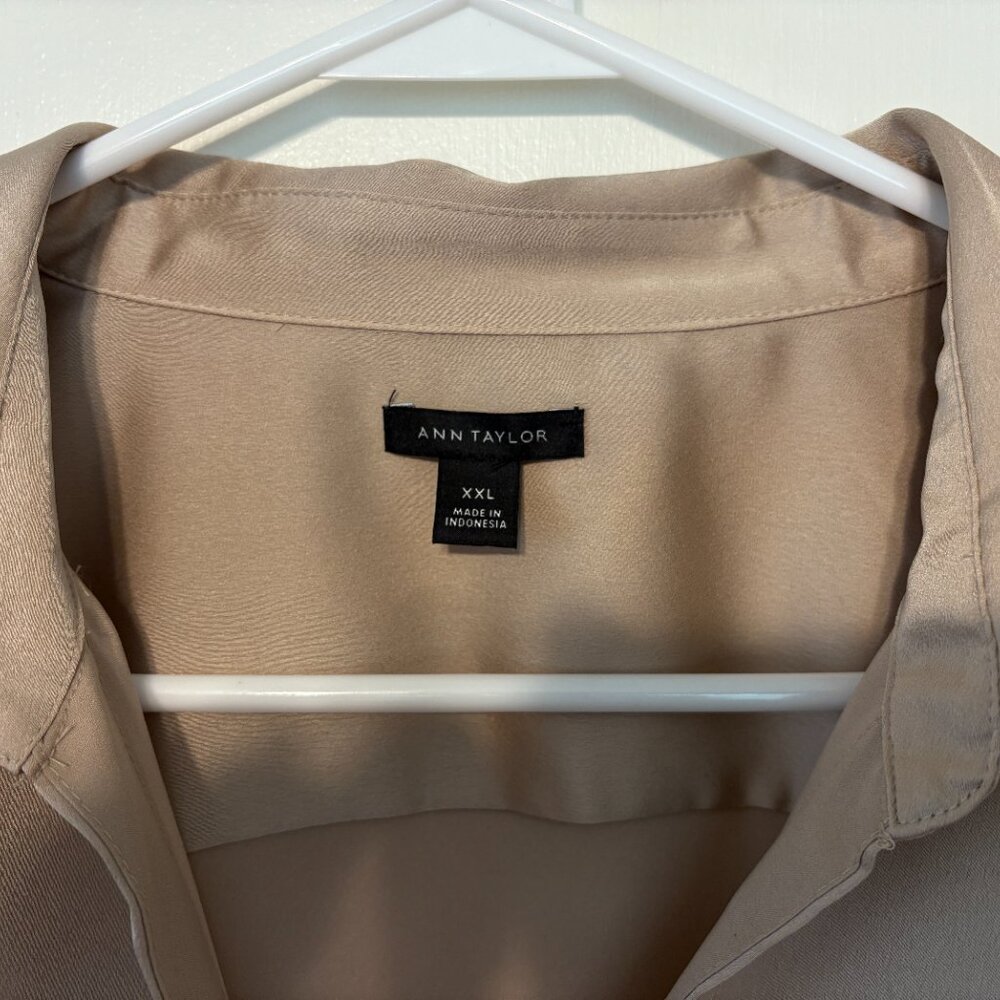 Ann Taylor Beige Button Down Shirt - Picture 3 of 9